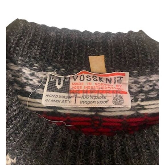 Voss Knit Men’s Pullover Sweater 100% Pure Virgin Wool Made in Norway Slight Fla - Picture 4 of 16